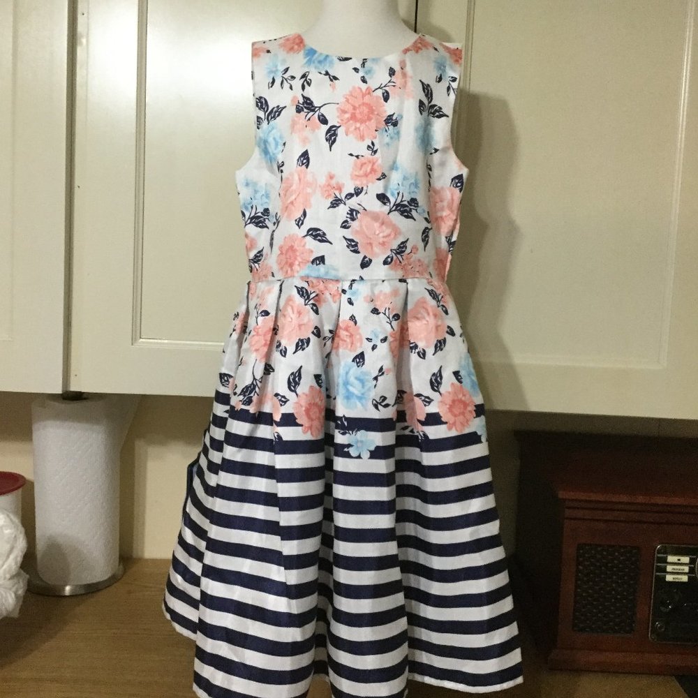 Dress  great for back to school Nautical floral stripes size 8